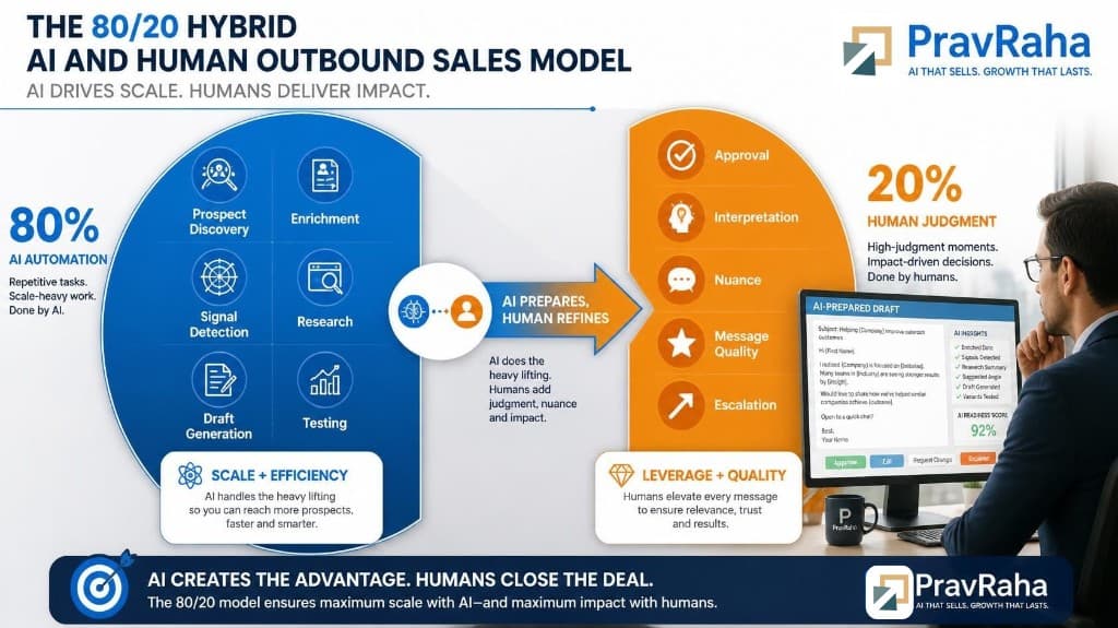 The 80/20 Hybrid AI and Human Outbound Sales Model - AI drives scale, humans deliver impact