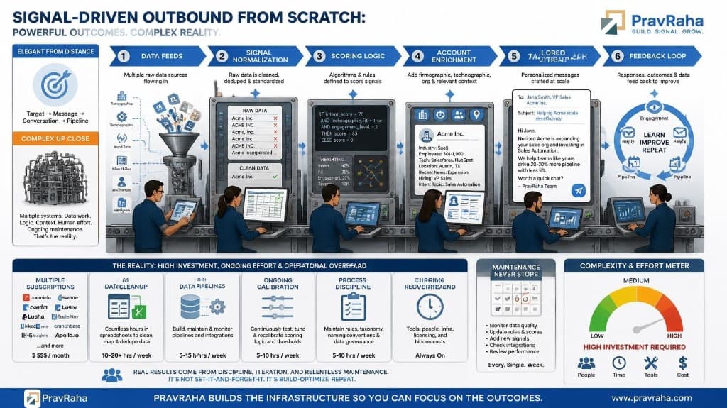 Signal-driven outbound from scratch - powerful outcomes, complex reality of building the infrastructure manually